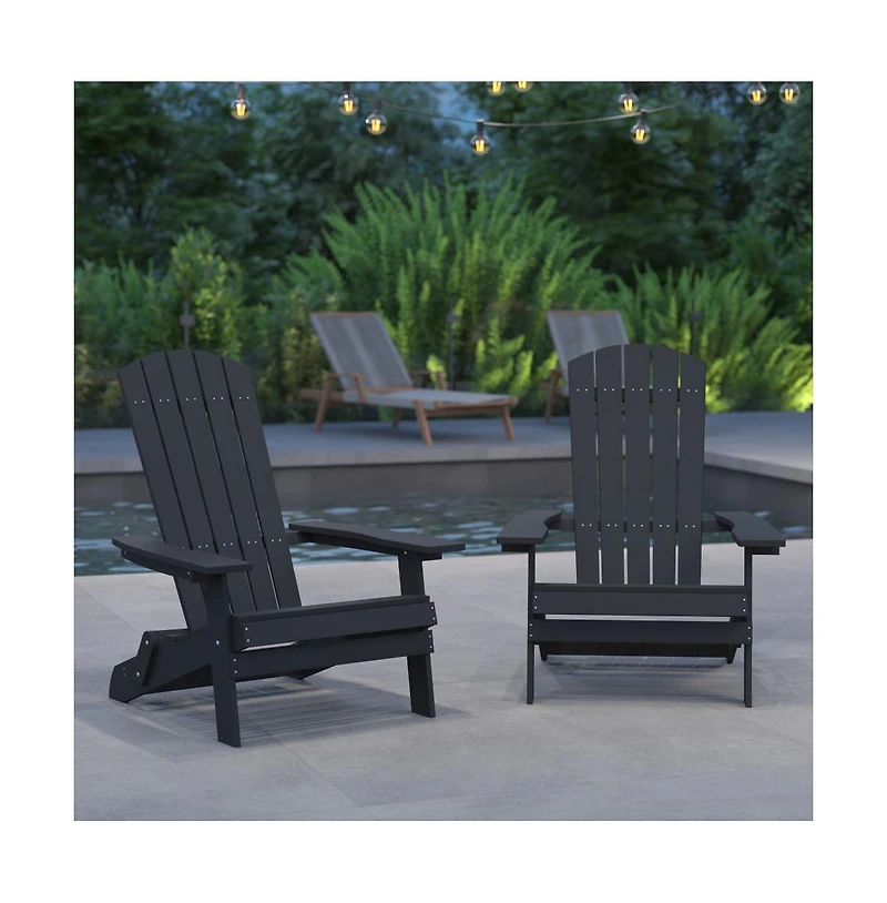 Set Of Riviera Poly Resin Folding Adirondack Lounge Chair