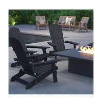 Set Of 4 Riviera Poly Resin Folding Adirondack Lounge Chair - All-Weather Indoor/Outdoor Patio