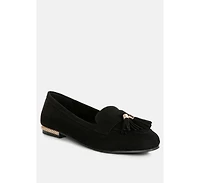 atrika faux suede tassel loafers
