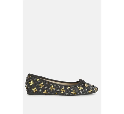 florent sequin flat bow ballerinas