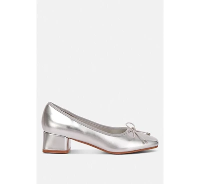 laga metallic low block heel ballerinas