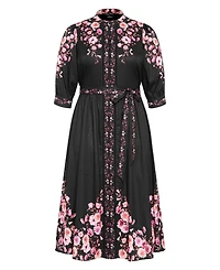 City Chic Plus Annabelle Button Down Floral Midi Dress