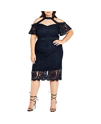 City Chic Plus Pippa Cold Shoulder Lace Dress