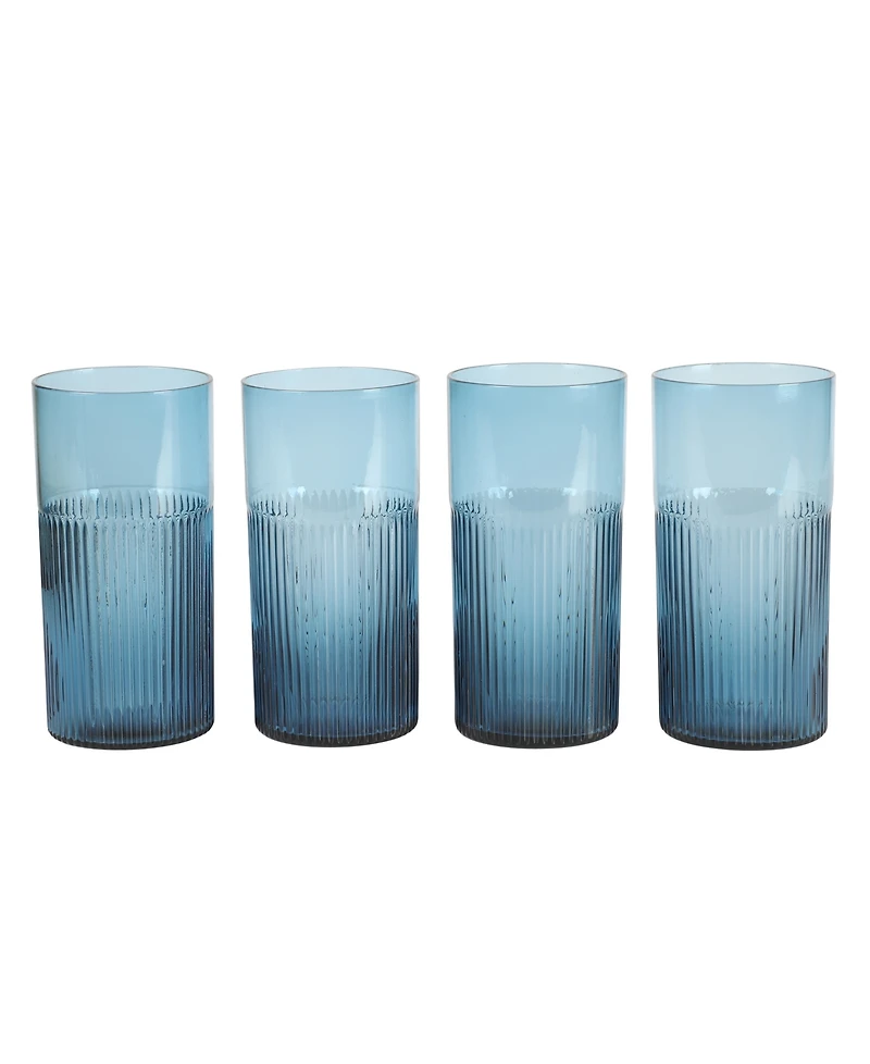 Bloomhouse 8 Pc Handmade Colored Glass 18.5 oz Tumbler Coaster Set