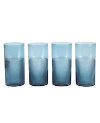 Bloomhouse 8 Pc Handmade Colored Glass 18.5 oz Tumbler Coaster Set