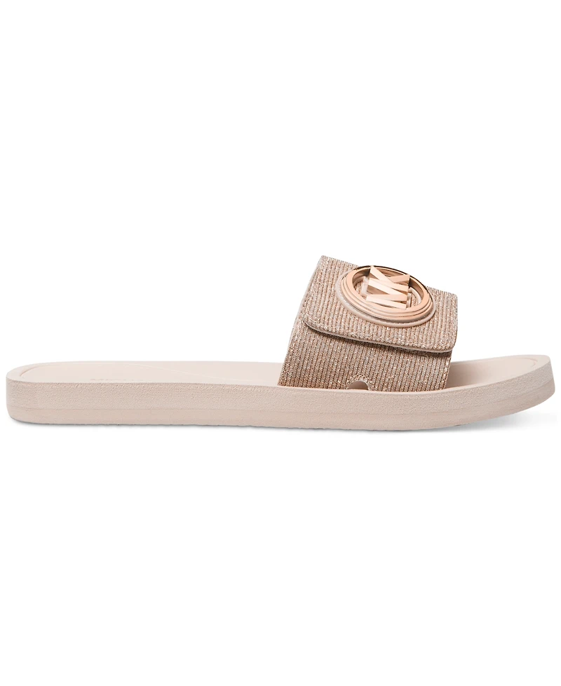 Michael Kors Women's Mk Charm Pool Slide Slip-On Flat Sandals