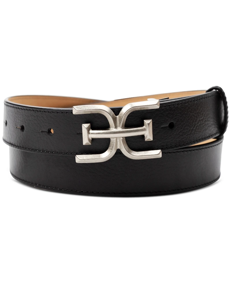 Sam Edelman Women's Slim Double-e Plaque Buckle Belt