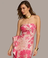 Donna Karan New York Women's Floral-Jacquard Ruffled Strapless Gown
