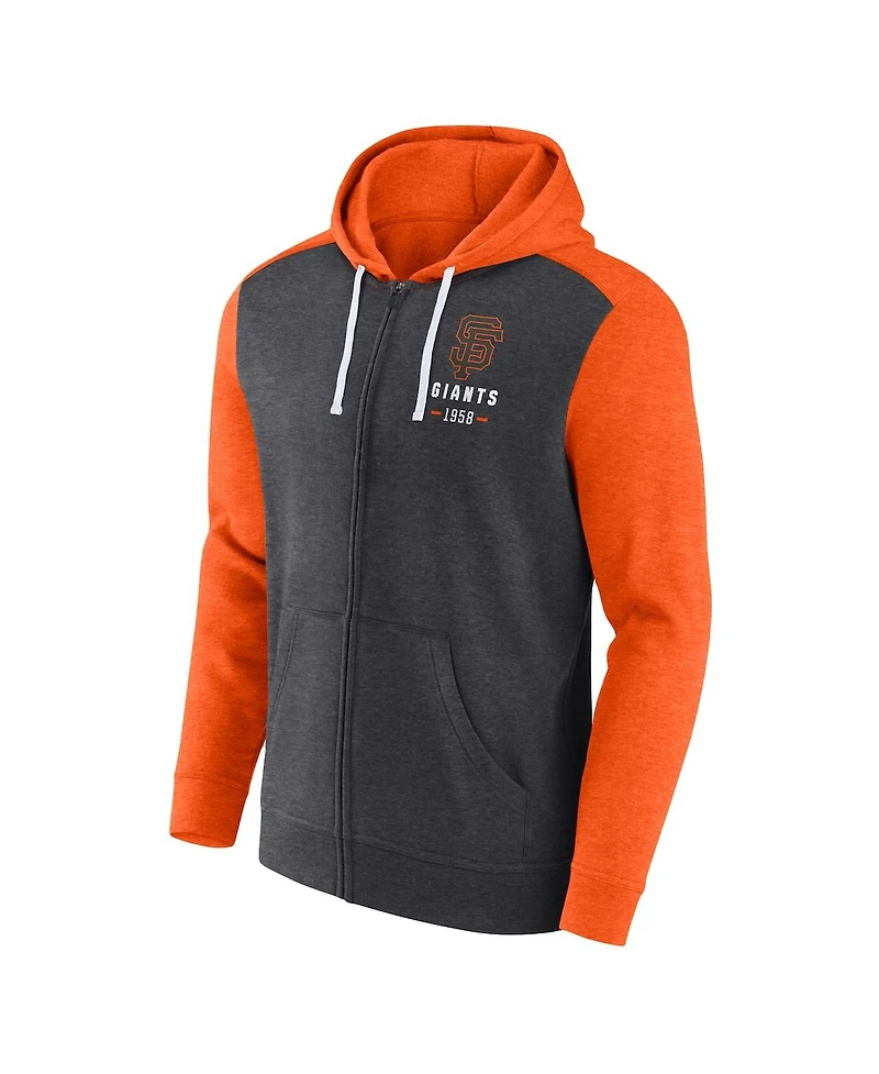 Men's Fanatics Heathered Charcoal, Orange San Francisco Giants Blown Away Full-Zip Hoodie