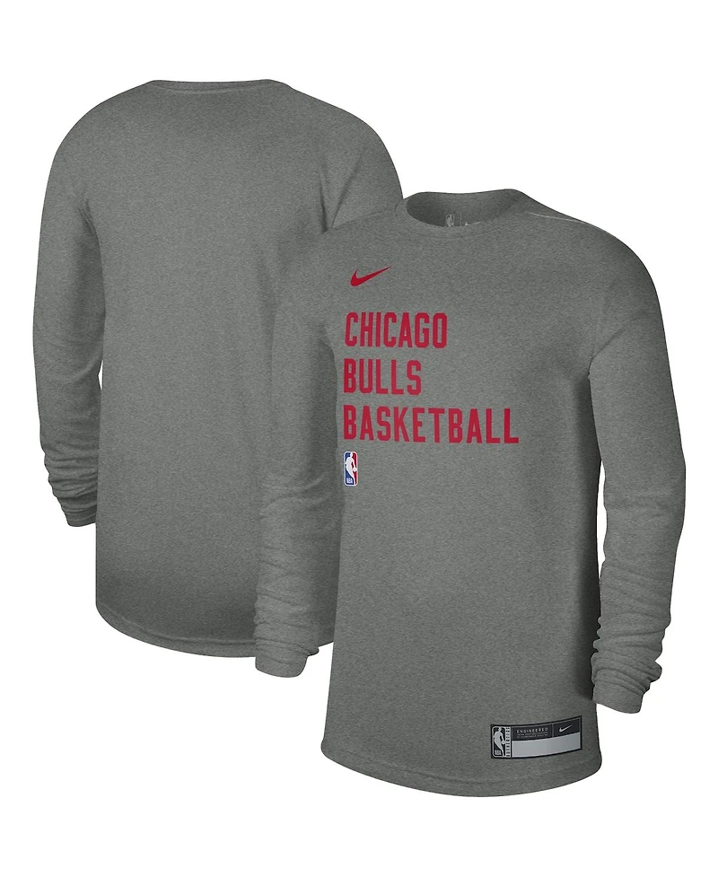 Men's and Women's Nike Heather Gray Chicago Bulls 2023/24 Legend On-Court Practice Long Sleeve T-shirt