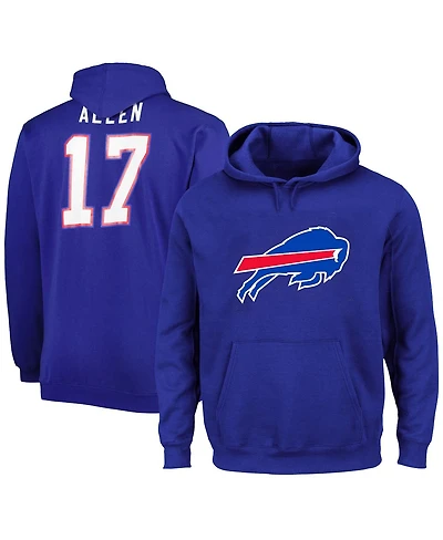 Men's Fanatics Josh Allen Royal Buffalo Bills Big and Tall Fleece Name Number Pullover Hoodie