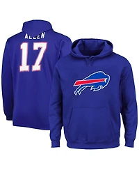 Men's Fanatics Josh Allen Royal Buffalo Bills Big and Tall Fleece Name Number Pullover Hoodie