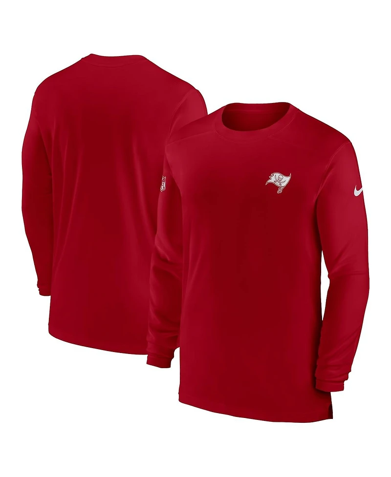 Men's Nike Red Tampa Bay Buccaneers Sideline Coach Performance Long Sleeve T-shirt