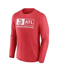 Men's Fanatics Heather Red Atlanta Hawks Three-Point Play T-shirt