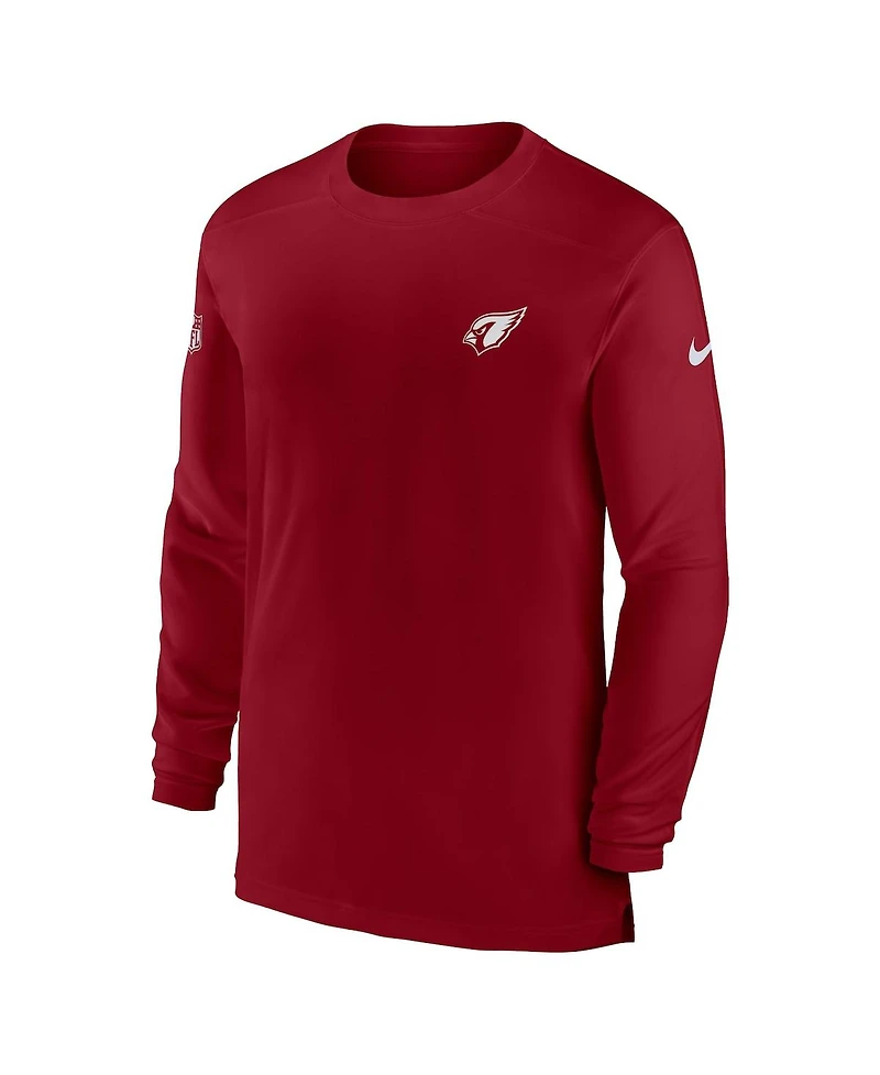 Men's Nike Cardinal Arizona Cardinals Sideline Coach Performance Long Sleeve T-shirt