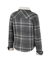 Women's Colosseum x Wrangler Charcoal Michigan Wolverines Plaid Polar Fleece Button-Up Jacket