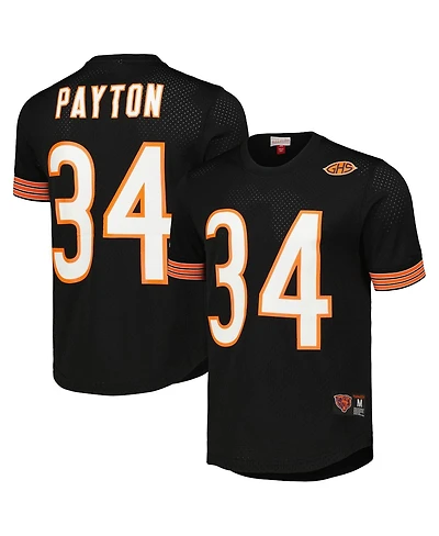 Men's Mitchell & Ness Walter Payton Black Chicago Bears Retired Player Name and Number Mesh Top