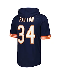 Men's Mitchell & Ness Walter Payton Navy Chicago Bears Retired Player Name and Number Mesh Hoodie T-shirt