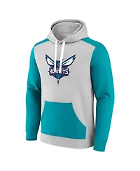 Men's Fanatics Gray, Teal Charlotte Hornets Arctic Colorblock Pullover Hoodie