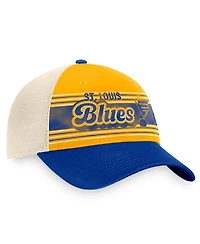 Men's Fanatics Gold, Blue Distressed St. Louis Blues Heritage Vintage-Like Trucker Adjustable Hat