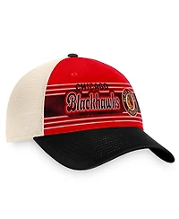 Men's Fanatics Red, Black Distressed Chicago Blackhawks Heritage Vintage-Like Trucker Adjustable Hat