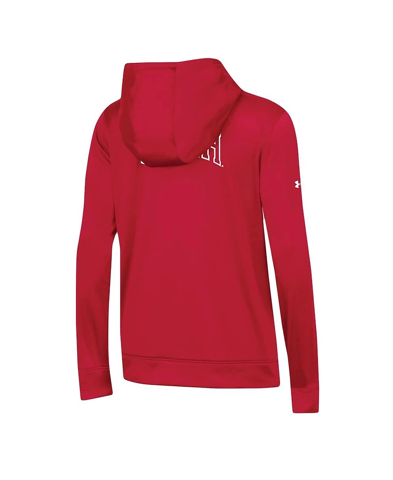 Women's Under Armour Red Utah Utes 2023 Sideline Performance Pullover Hoodie
