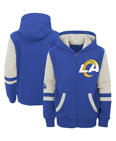 Youth Royal Los Angeles Rams Colorblock Full-Zip Hoodie