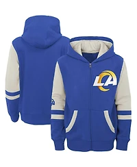 Youth Royal Los Angeles Rams Colorblock Full-Zip Hoodie