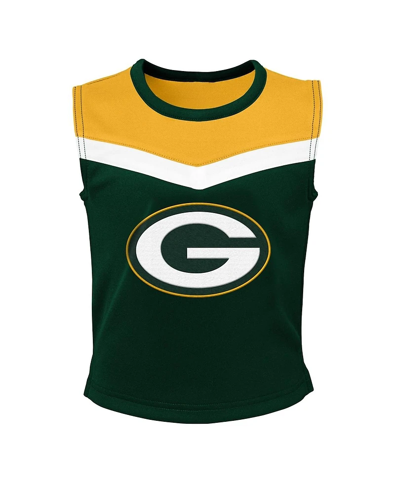 Little Girls Green Bay Packers Spirit Cheerleader Two-Piece Set with Bloomers