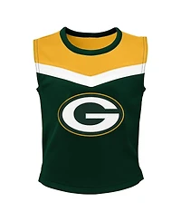 Little Girls Green Bay Packers Spirit Cheerleader Two-Piece Set with Bloomers