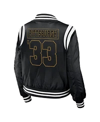 Women's Wear by Erin Andrews Black Pittsburgh Steelers Bomber Full-Zip Jacket