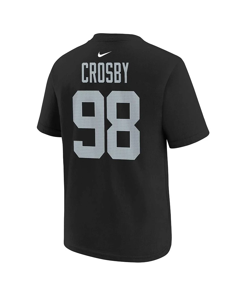Youth Nike Maxx Crosby Black Las Vegas Raiders Player Name and Number T-shirt