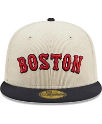 Men's New Era White Boston Red Sox Corduroy Classic 59FIFTY Fitted Hat