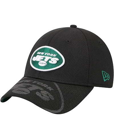 Men's New Era Black New York Jets Top Visor 9FORTY Adjustable Hat
