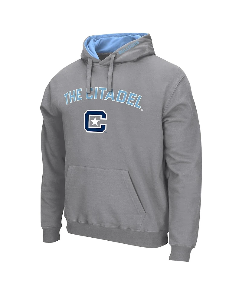 Men's Colosseum Gray Citadel Bulldogs Arch & Logo Pullover Hoodie