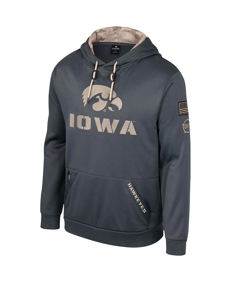 Men's Colosseum Charcoal Iowa Hawkeyes Oht Military-Inspired Appreciation Pullover Hoodie