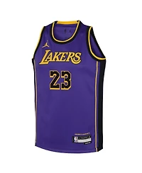 Big Boys Jordan LeBron James Purple Los Angeles Lakers Performance Swingman Jersey - Statement