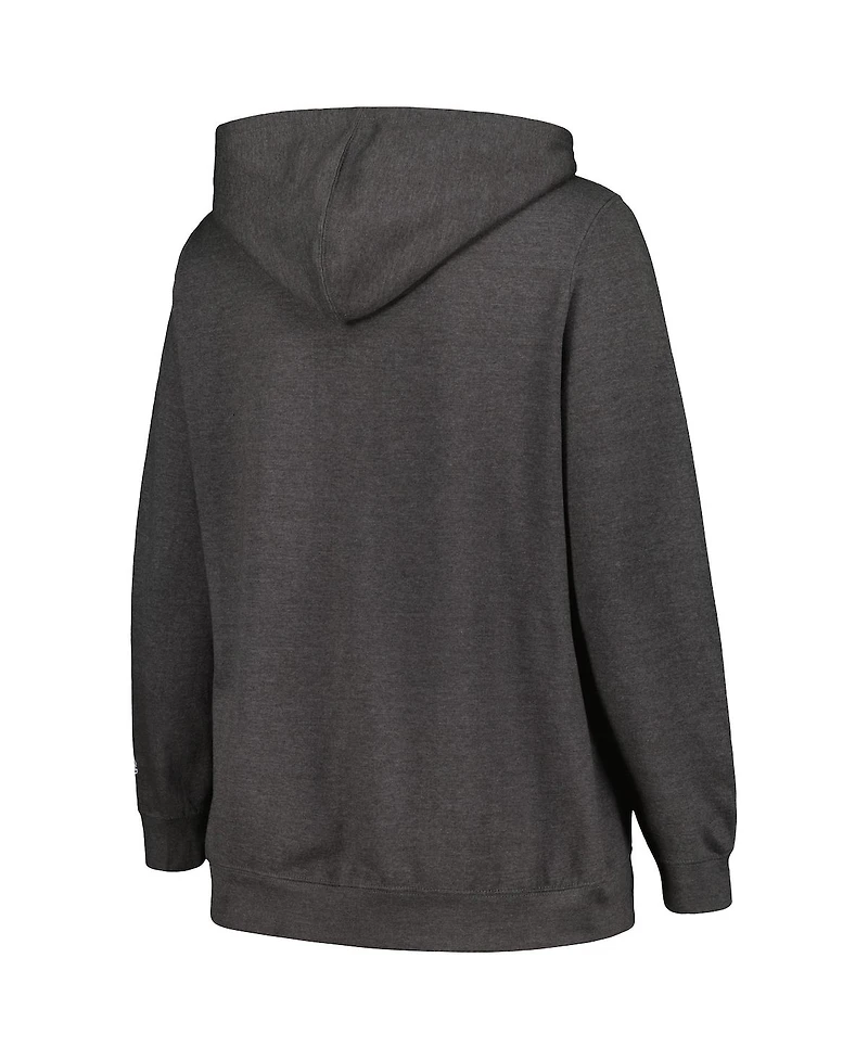 Women's Champion Heather Charcoal Michigan State Spartans Plus Heart & Soul Notch Neck Pullover Hoodie