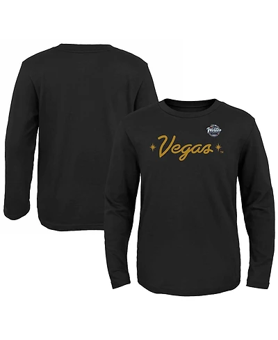 Youth Fanatics Black Vegas Golden Knights 2024 Nhl Winter Classic Secondary Logo Long Sleeve T-shirt