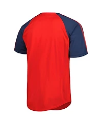 Men's Stitches Red Los Angeles Angels Button-Down Raglan Fashion Jersey