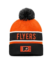 Men's Fanatics Black, Orange Philadelphia Flyers Authentic Pro Rink Cuffed Knit Hat with Pom