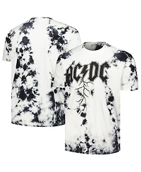Men's White Distressed Ac/Dc Logo Washed Graphic T-shirt