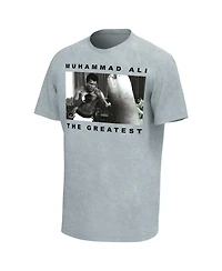 Men's Gray Distressed Muhammad Ali Fighting Photo Washed T-shirt