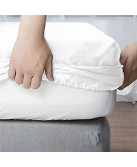 Night Satin Washable Fitted Sheet, White, Queen
