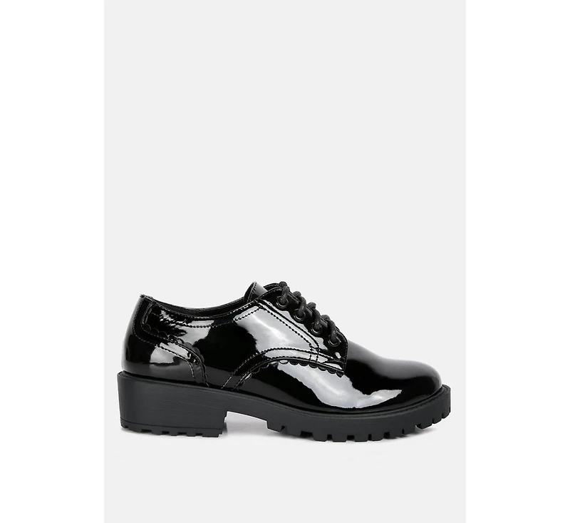 whittle patent lace up derby shoes