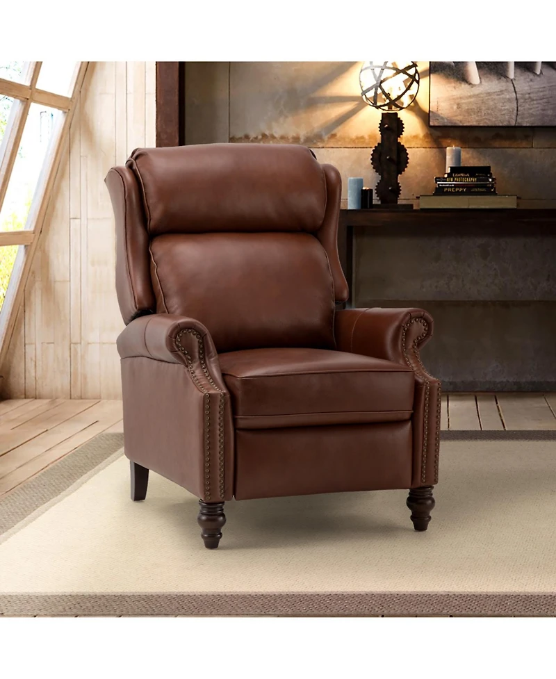 Pierce Genuine Leather Recliner with Nailhead Trims
