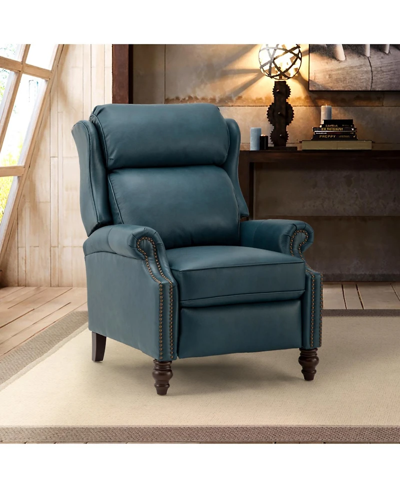 Pierce Genuine Leather Recliner with Nailhead Trims
