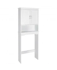 Over the Toilet Storage Cabinet Bathroom Organizer with Adjustable Shelf-White