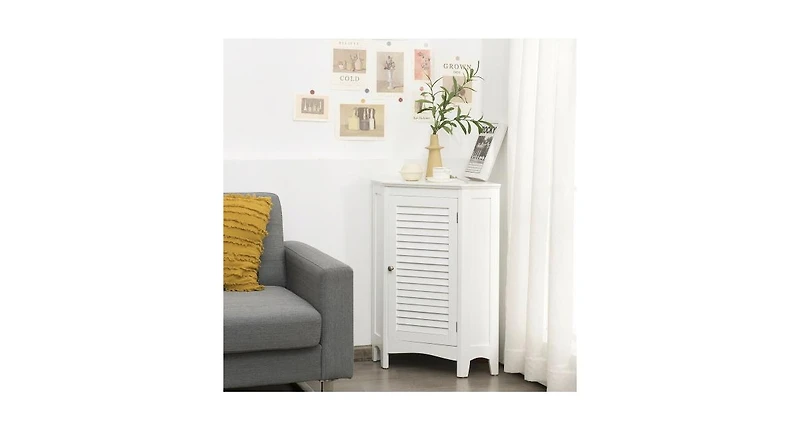 Corner Storage Cabinet Free Standing Bathroom Cabinet with Shutter Door