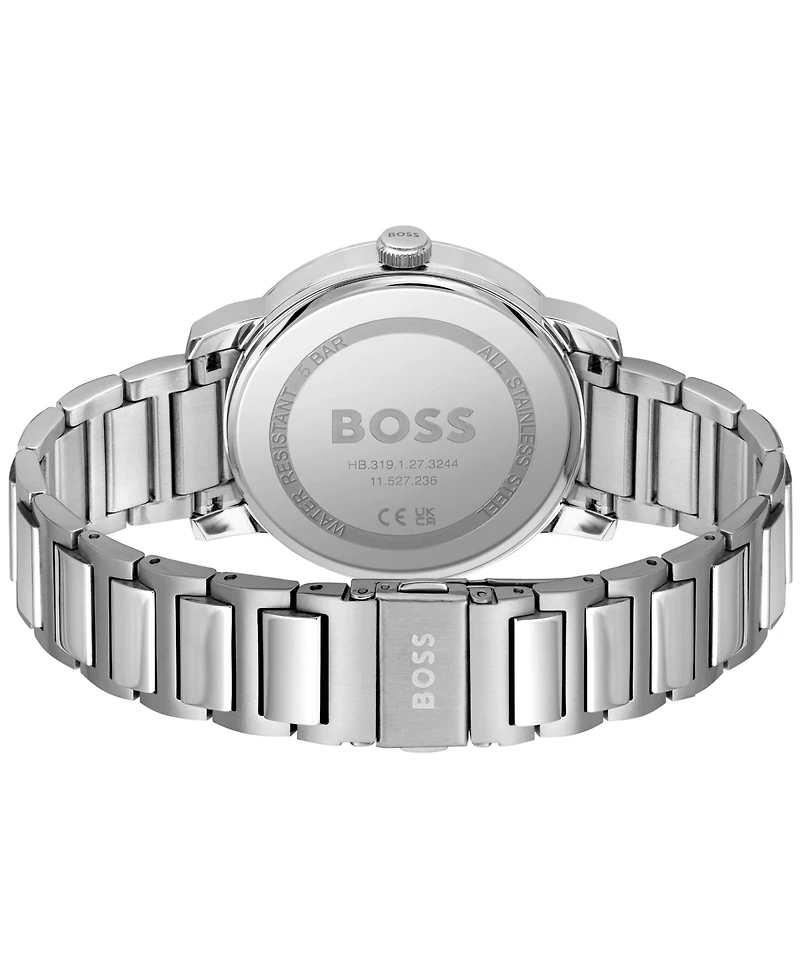 Hugo Boss Men's Dean Quartz Basic Calendar Silver-Tone Stainless Steel Watch 41mm